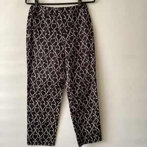 Talbots petite stretch Black and White Patterned Pants.